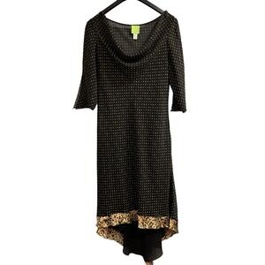 Vintage Citrine Dress Womens US 16 Maxi Layered Semi Sheer Mixed Print Chiffon